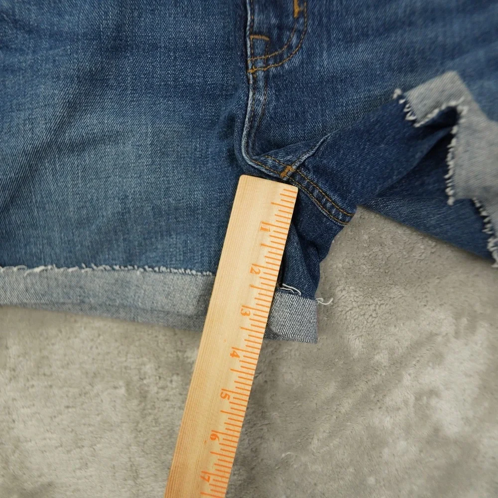 Madewell High Rise Denim Shorts Women's 24 Blue Raw Hem Cuffed Beach Boho‎